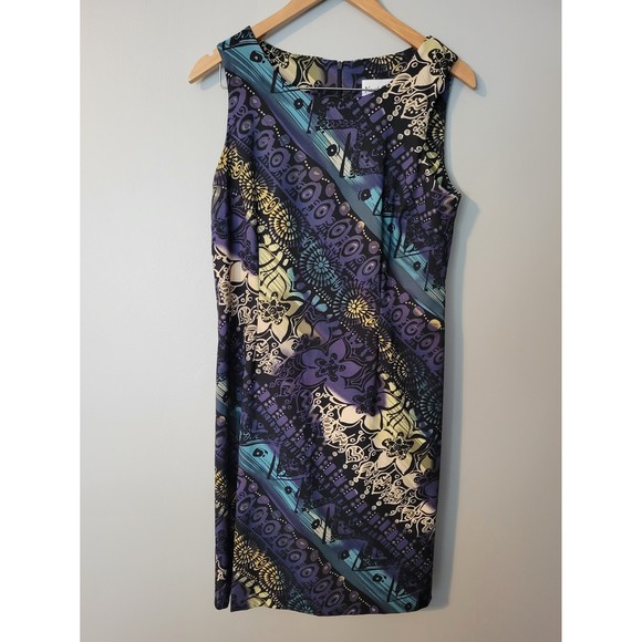 North Style Women's Multi-Colored Graphic Sheath Dress Size 8 - Picture 1 of 6